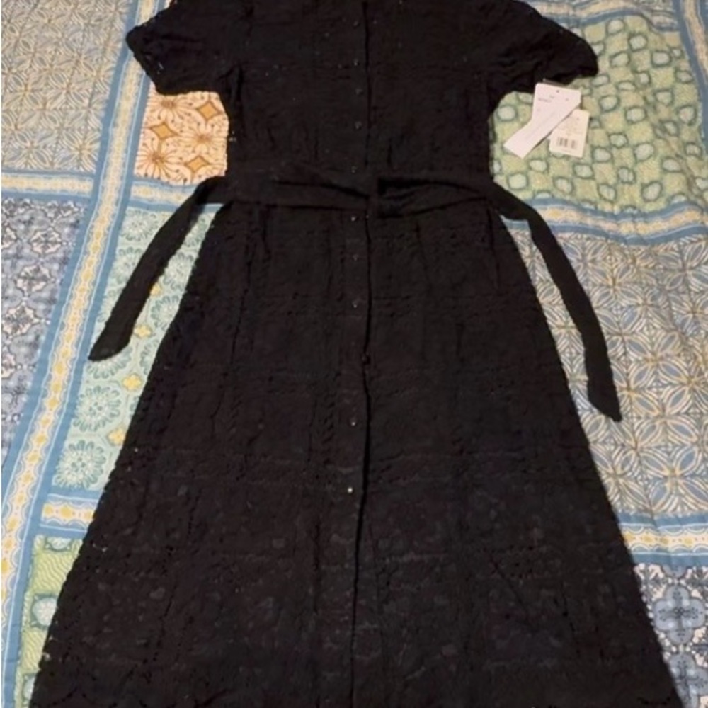 Nicole Miller NY blk crochet maxi dress, sz8, never worn NWT